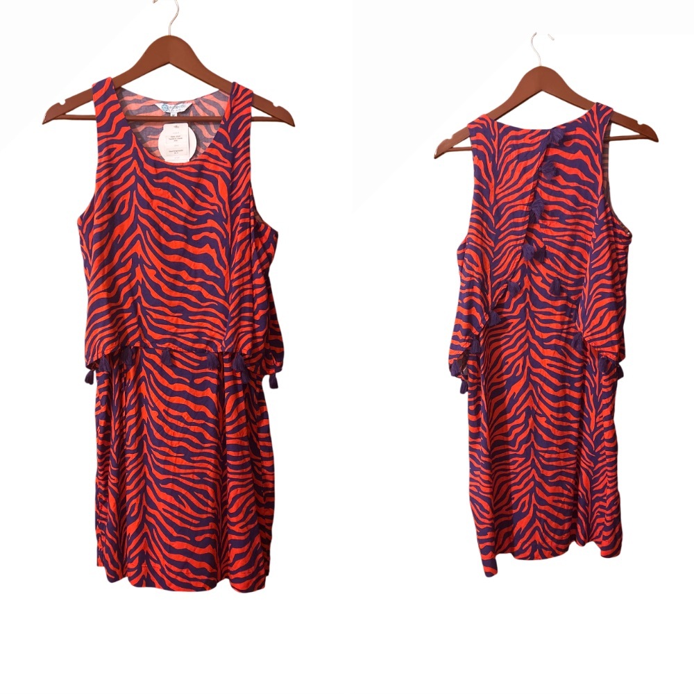 NWT Escapada  and Purple Zebra Print Sleeveless Dress - Size M